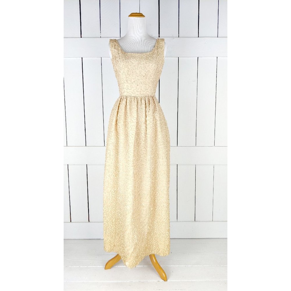 Vintage Harry Keiser champagne ribbon empire waist formal cocktail dress
